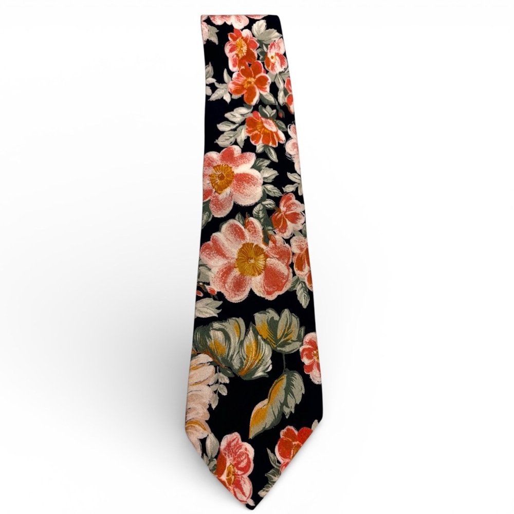 Vintage Men’s Abercrombie Fitch Tropical Silk Tie Floral 90s vacation cruise